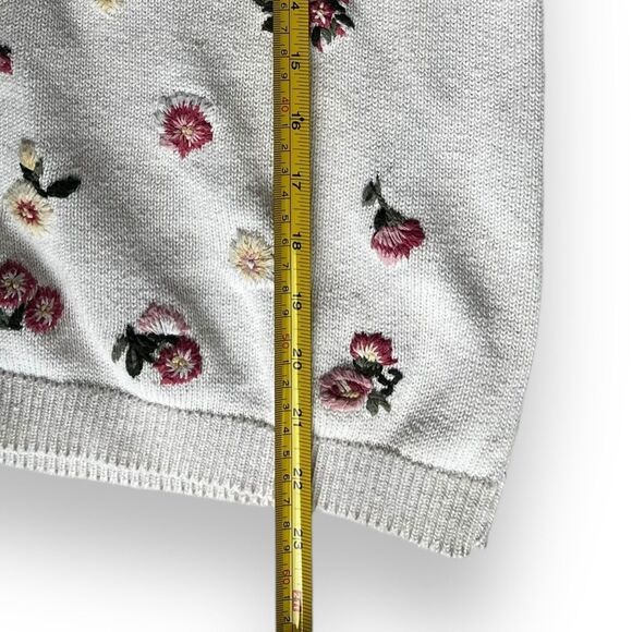 Vintage-Embroidered-Cottagecore-Twee-Flower-Sweater-Cardigan-Women's-Size 14/16 - Picture 6 of 10